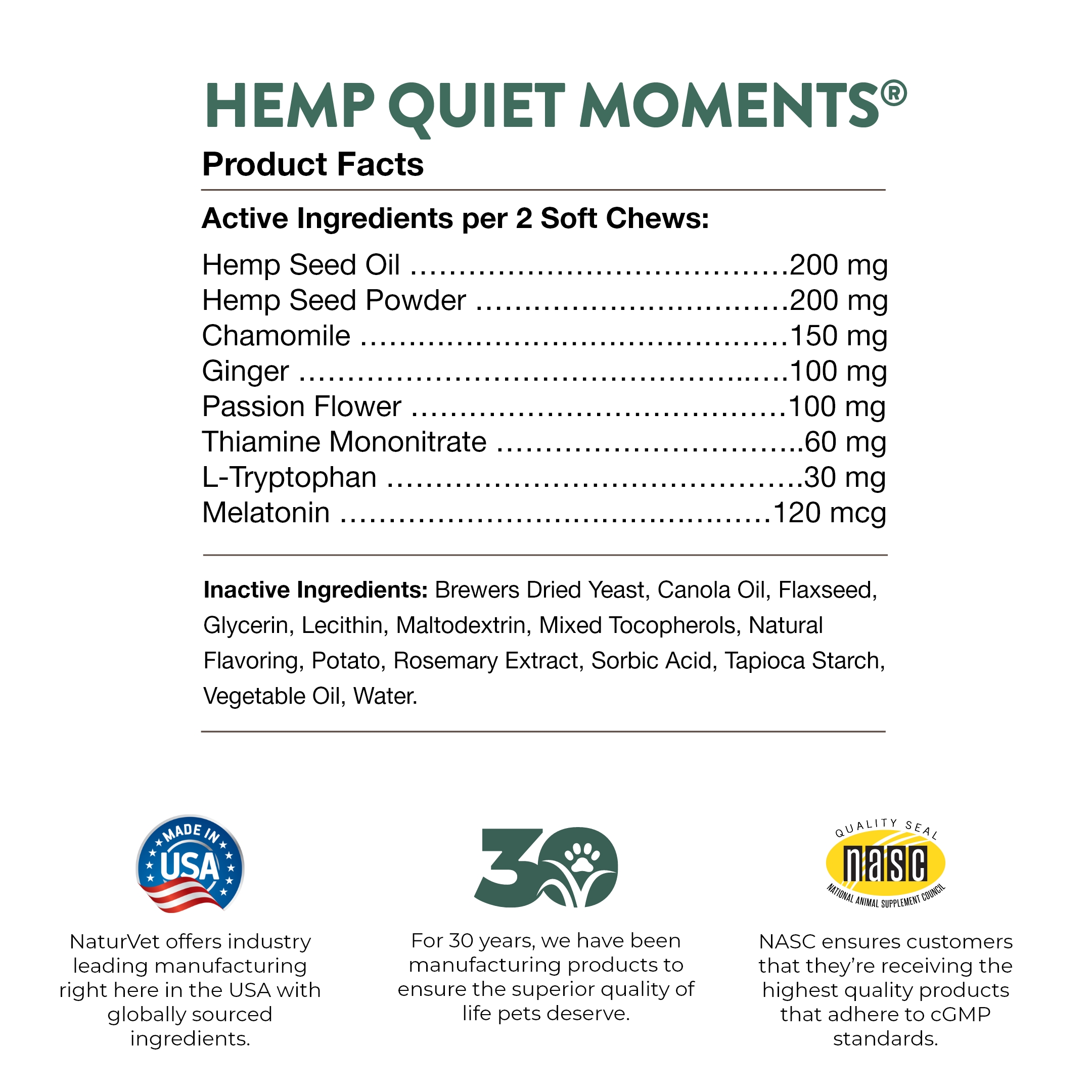 Hemp Quiet Moments SC 180ct NV