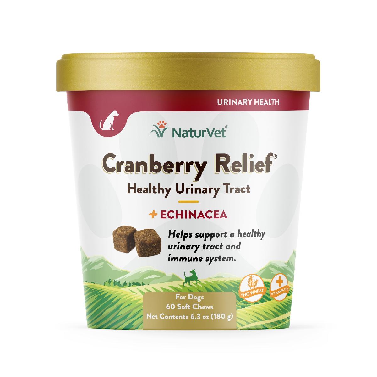 NaturVet Cranberry Relief Plus Echinacea for Dogs, 60 Soft Chews