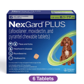 NexGard Plus for Dogs 8.1-17 lbs, 6 Chewables