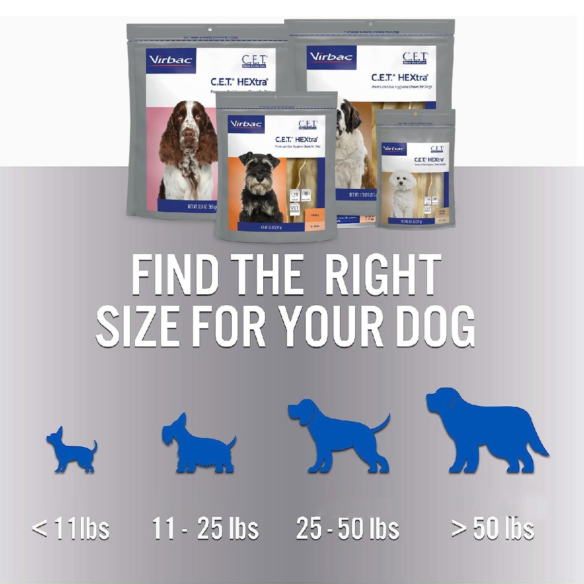 C.E.T. HEXtra Premium Oral Hygiene Chews for Medium Dogs, 26 50 pounds, 30 count