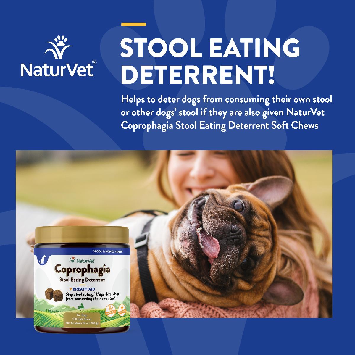 NaturVet Coprophagia Stool Eating Deterrent Plus Breath Aid Soft Chews, 130 count jar