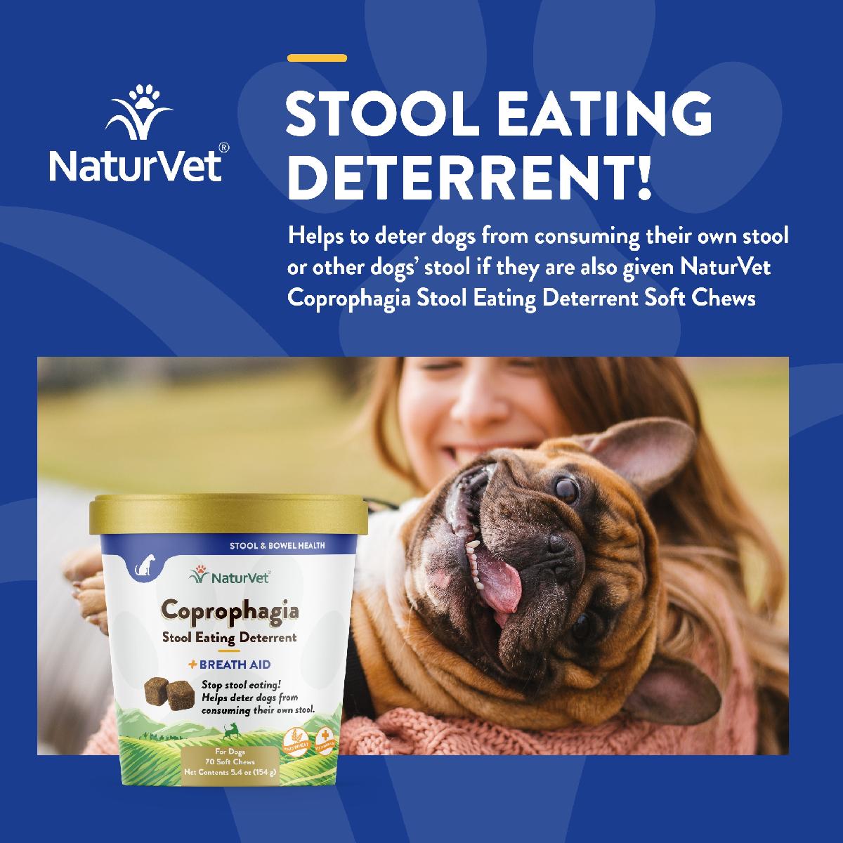 NaturVet Coprophagia Stool Eating Deterrent Plus Breath Aid Soft Chews, 70 count