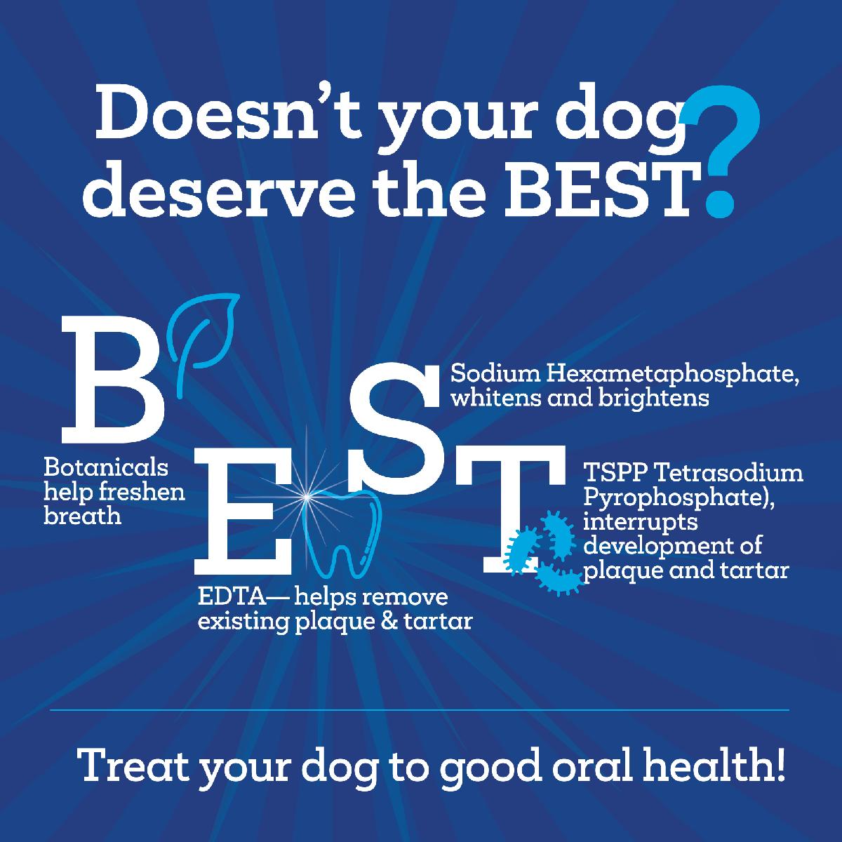 Vetality Brush Free Daily Dental Chews for Dogs 30 ct