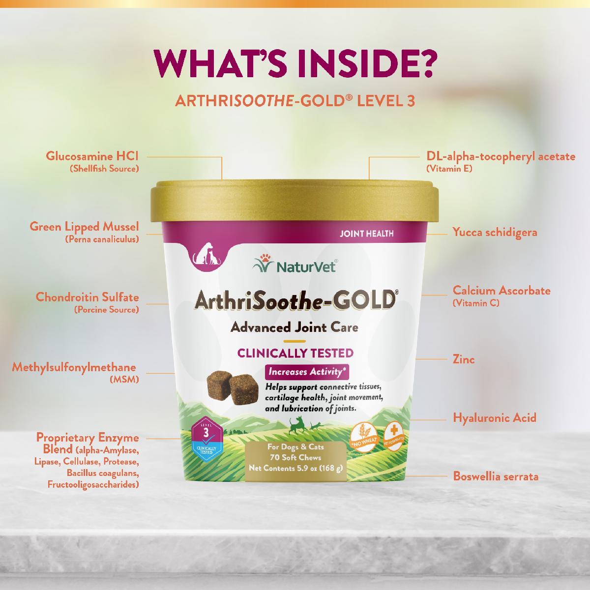 NaturVet ArthriSoothe GOLD Advanced Care Soft Chews 70 count