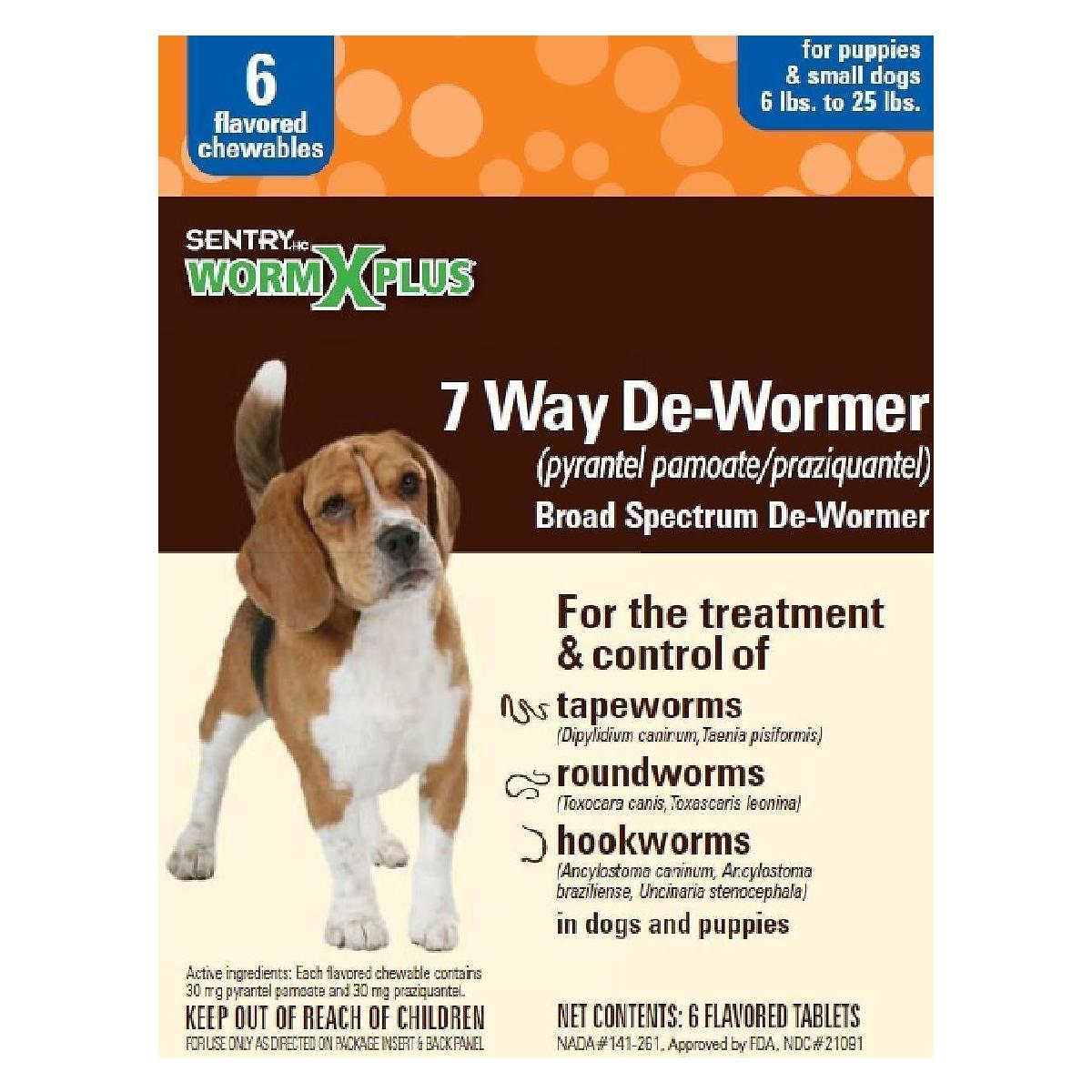 Sentry HC Worm X Plus 7 Way De Wormer for Puppies & Small Dogs 6 count