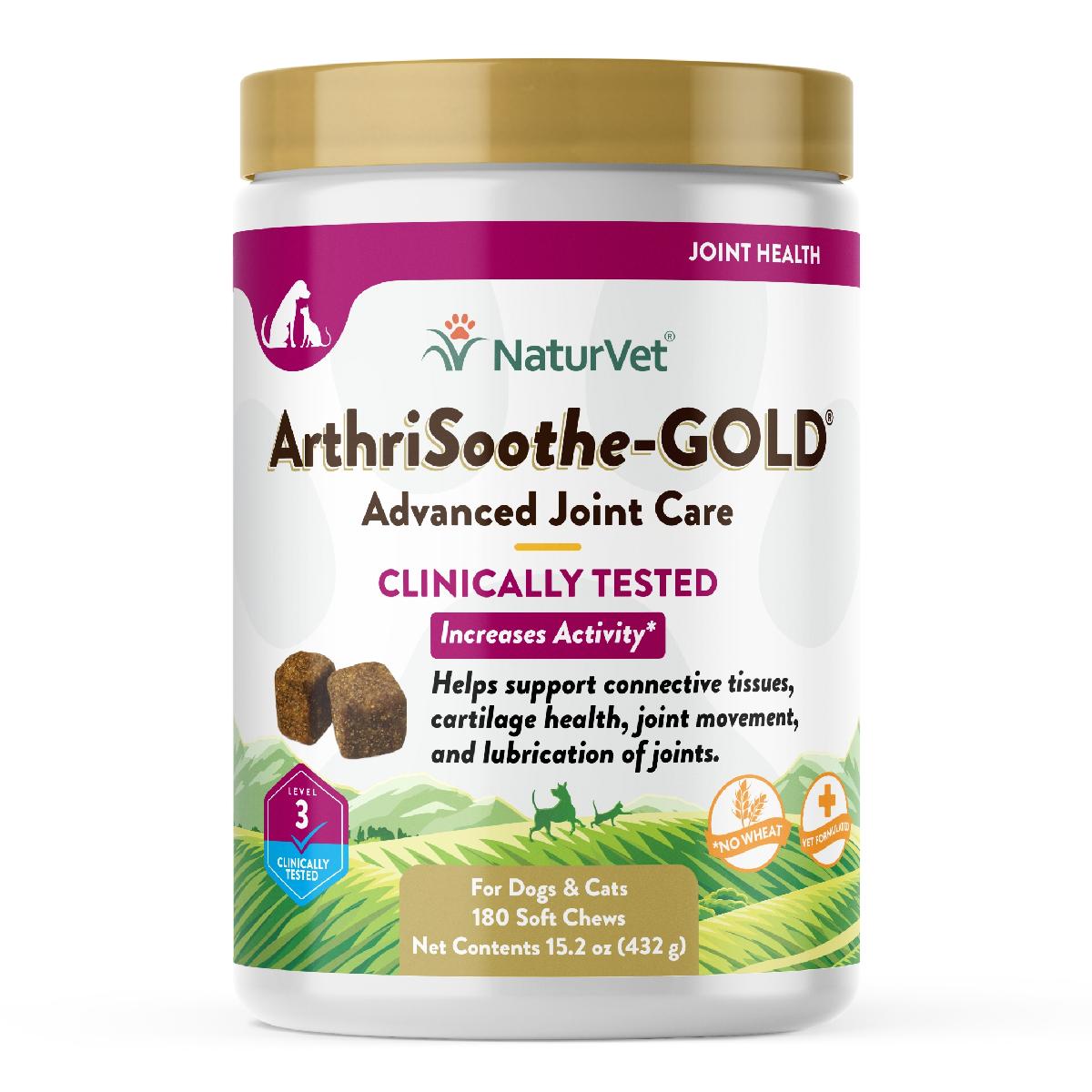 NaturVet ArthriSoothe GOLD Advanced Care Soft Chews for Dogs and Cats, 180 count