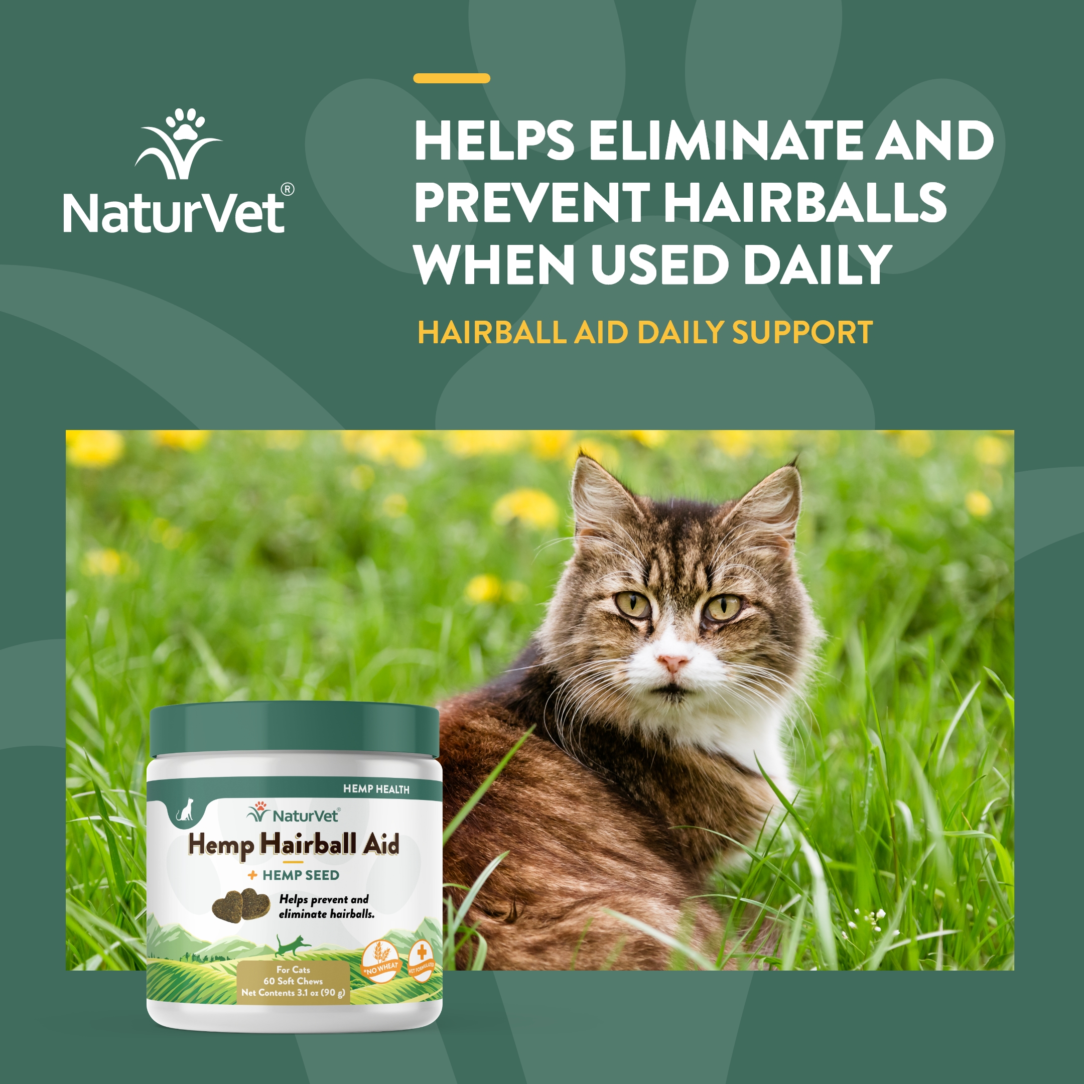 Hemp Hairball Aid CAT SC 60ct NV