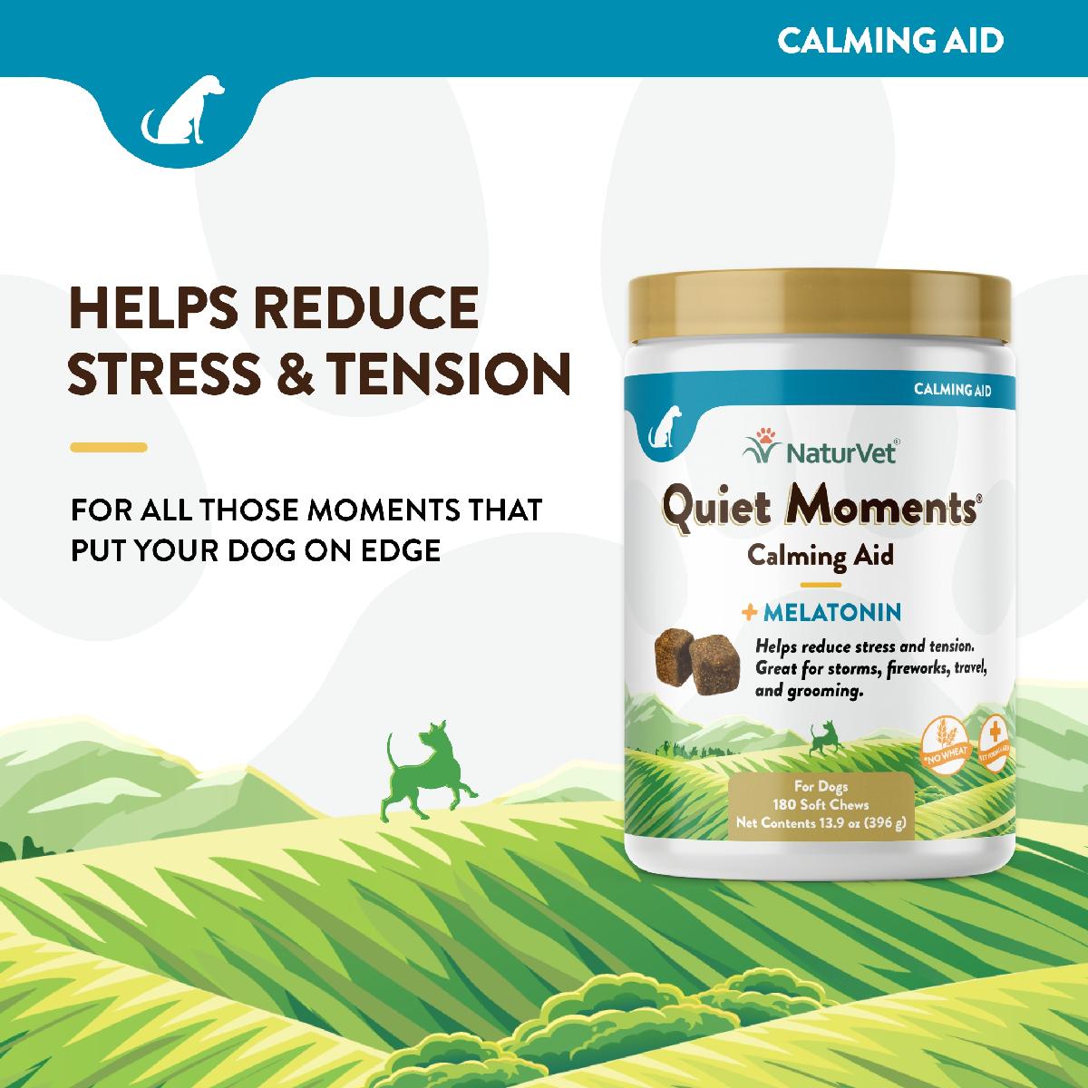 NaturVet Quiet Moments Calming Aid Plus Melatonin 180 Soft Chews