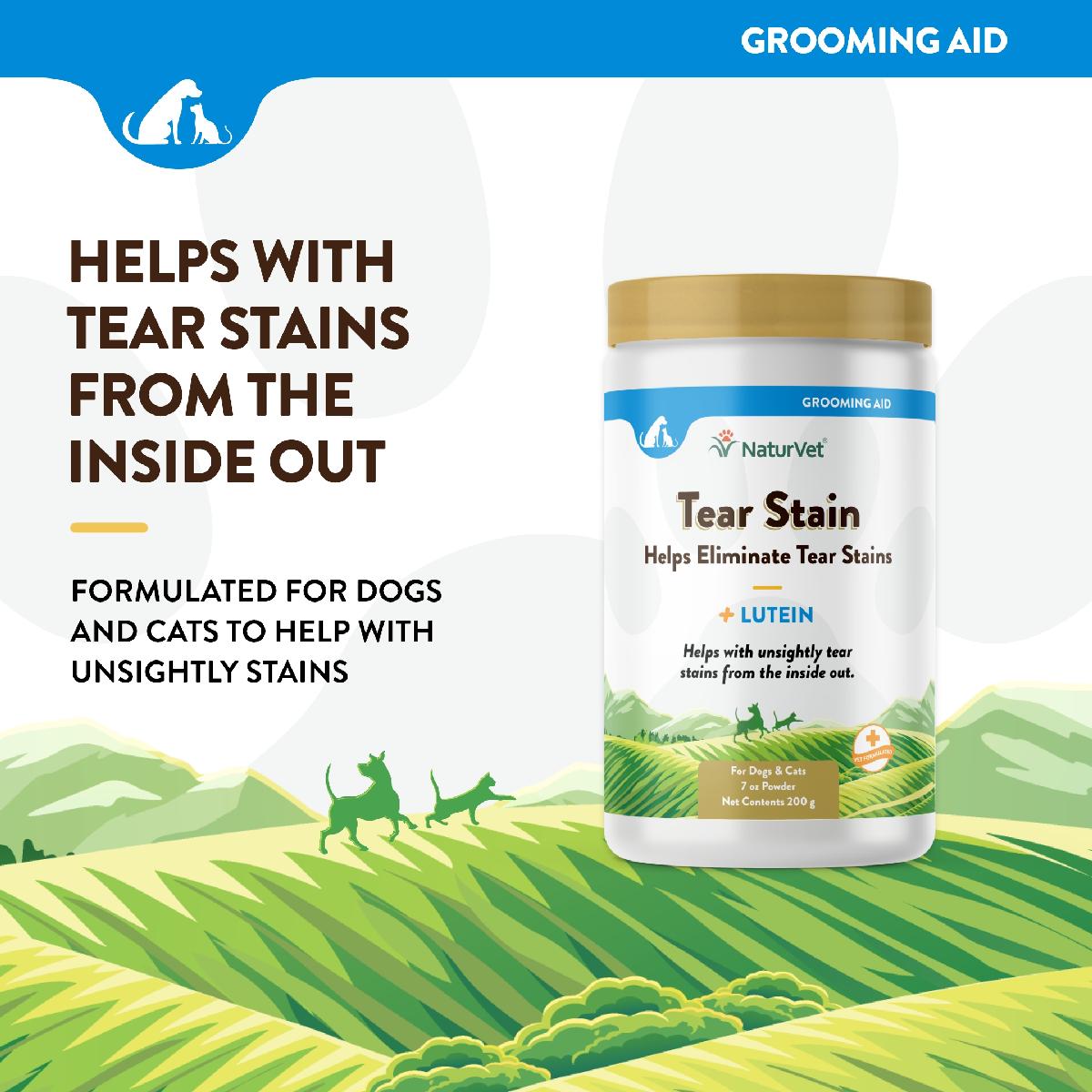 NaturVet Tear Stain Supplement Powder Plus Lutein for Dogs and Cats, 7 ounces, 200 grams