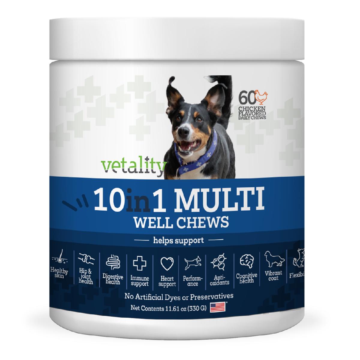 Vetality 10 in 1 Multi Wellness Chewables for Dogs 60ct