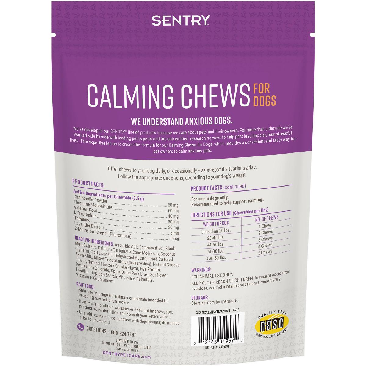Sentry Calming Chews for Dogs, 60 soft chews, 7.4 oz