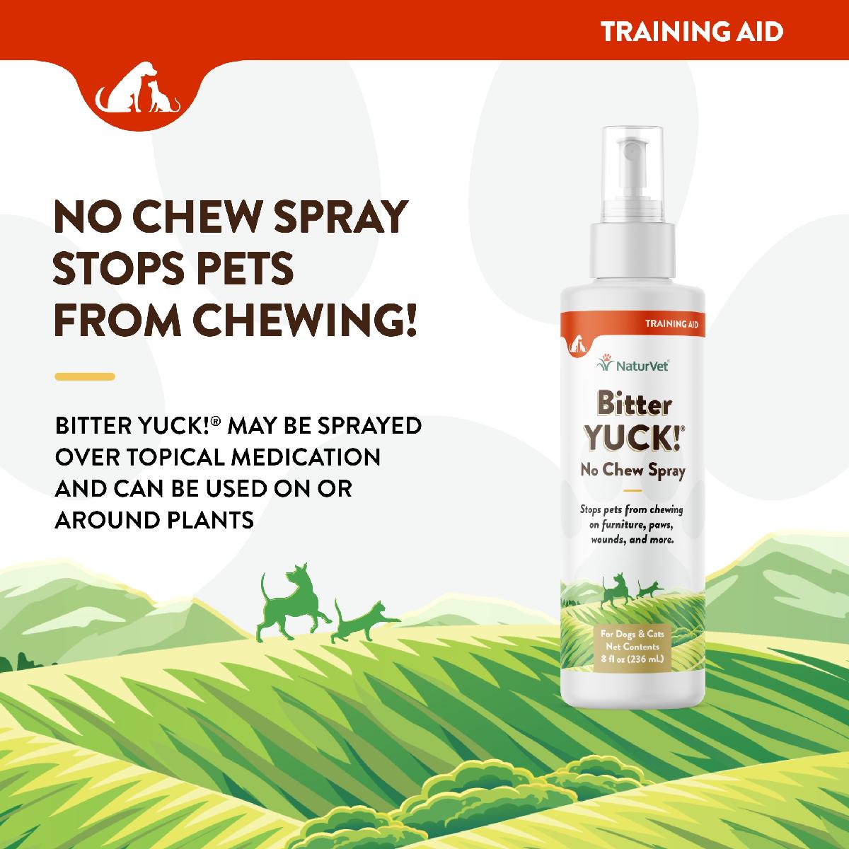 NaturVet Bitter Yuck! No Chew Spray for Cats and Dogs, 8 oz