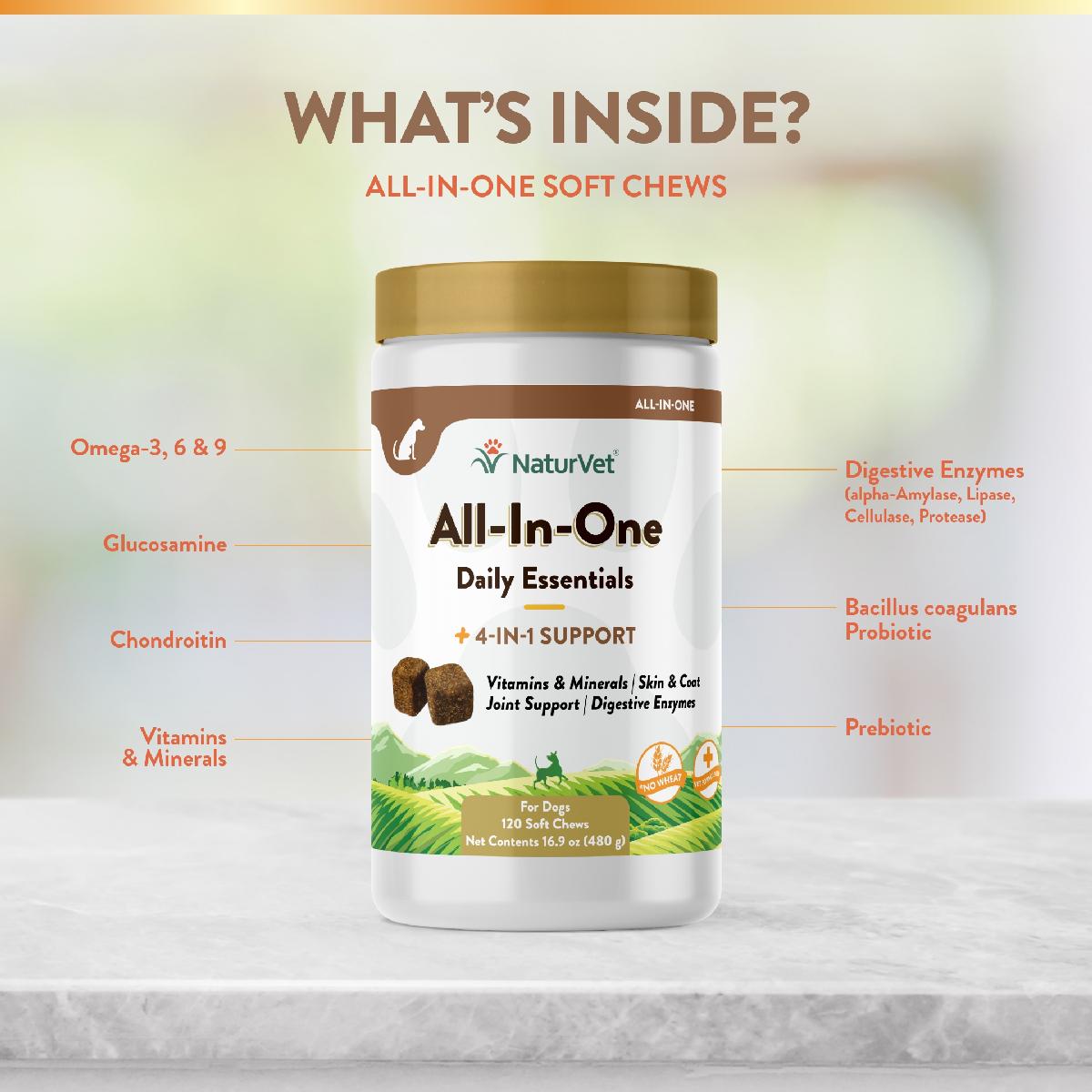 NaturVet All In One Soft Chews for Dogs 120 count