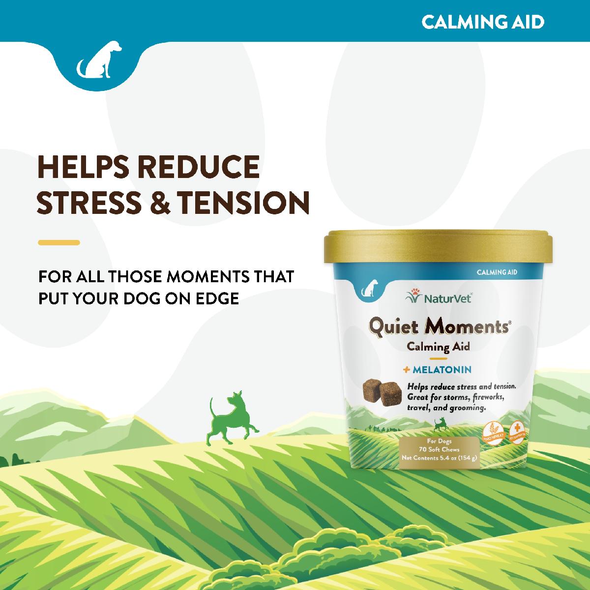 NaturVet Quiet Moments Dog Soft Chews Plus Melatonin, 70 count