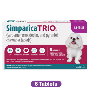 Simparica Trio 5.6-11 lbs Dogs, 6 Month Supply