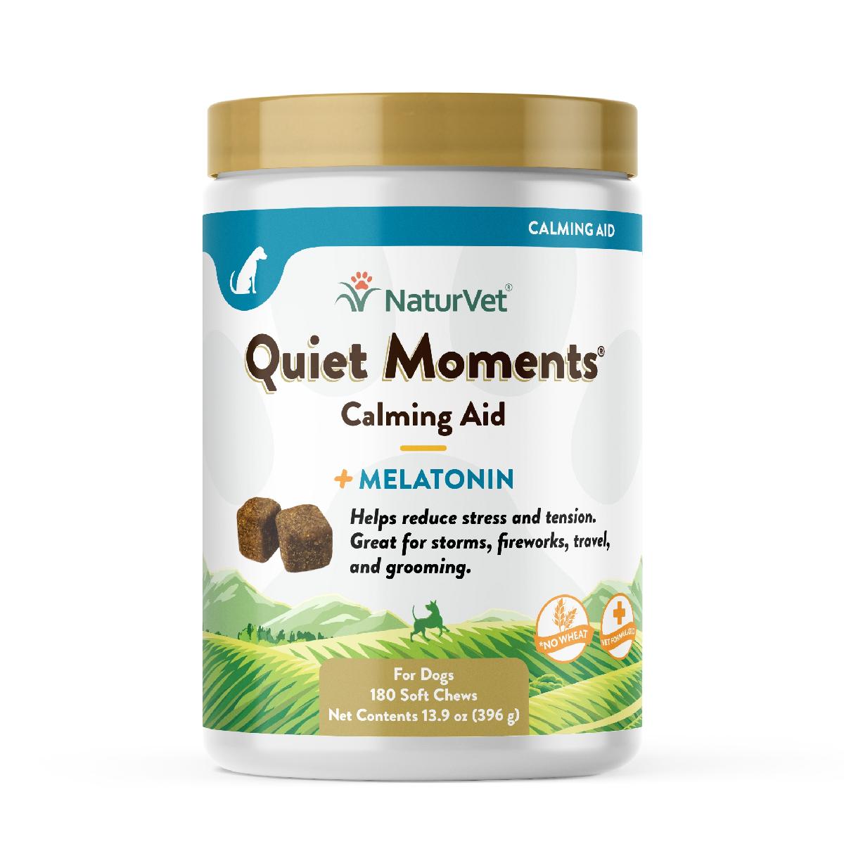 NaturVet Quiet Moments Calming Aid Plus Melatonin 180 Soft Chews