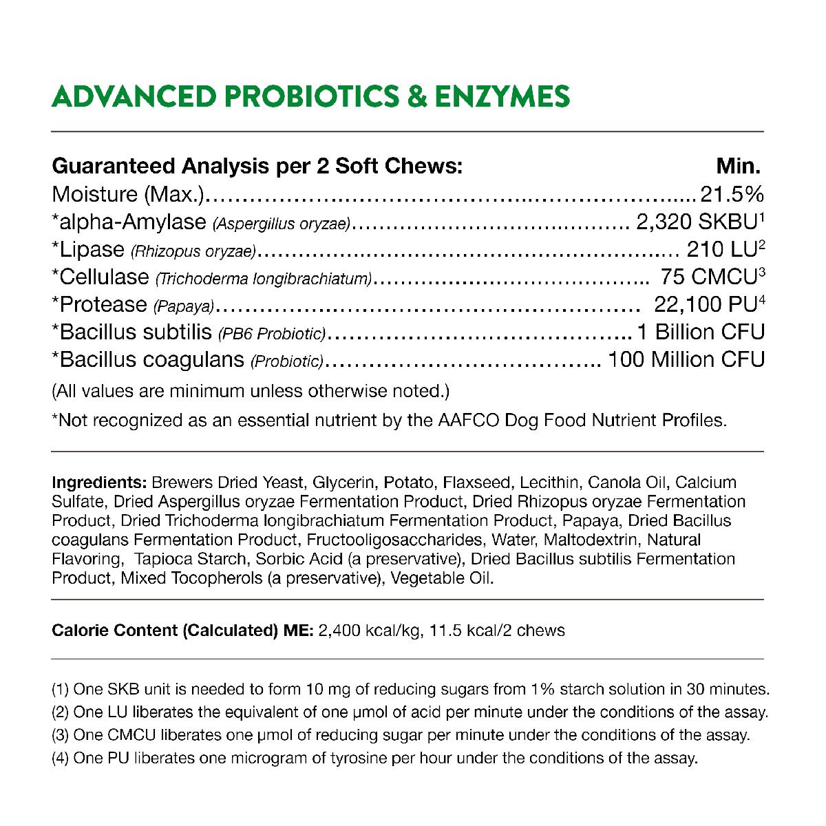NaturVet Advanced Probiotics and Enzymes Soft Chews, Plus Vet Strength PB6 Probiotic, 70 count