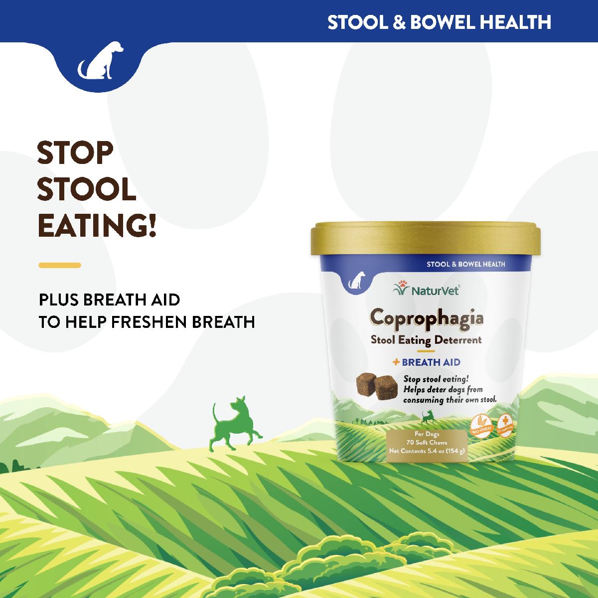 NaturVet Coprophagia Stool Eating Deterrent Plus Breath Aid Soft Chews, 70 count