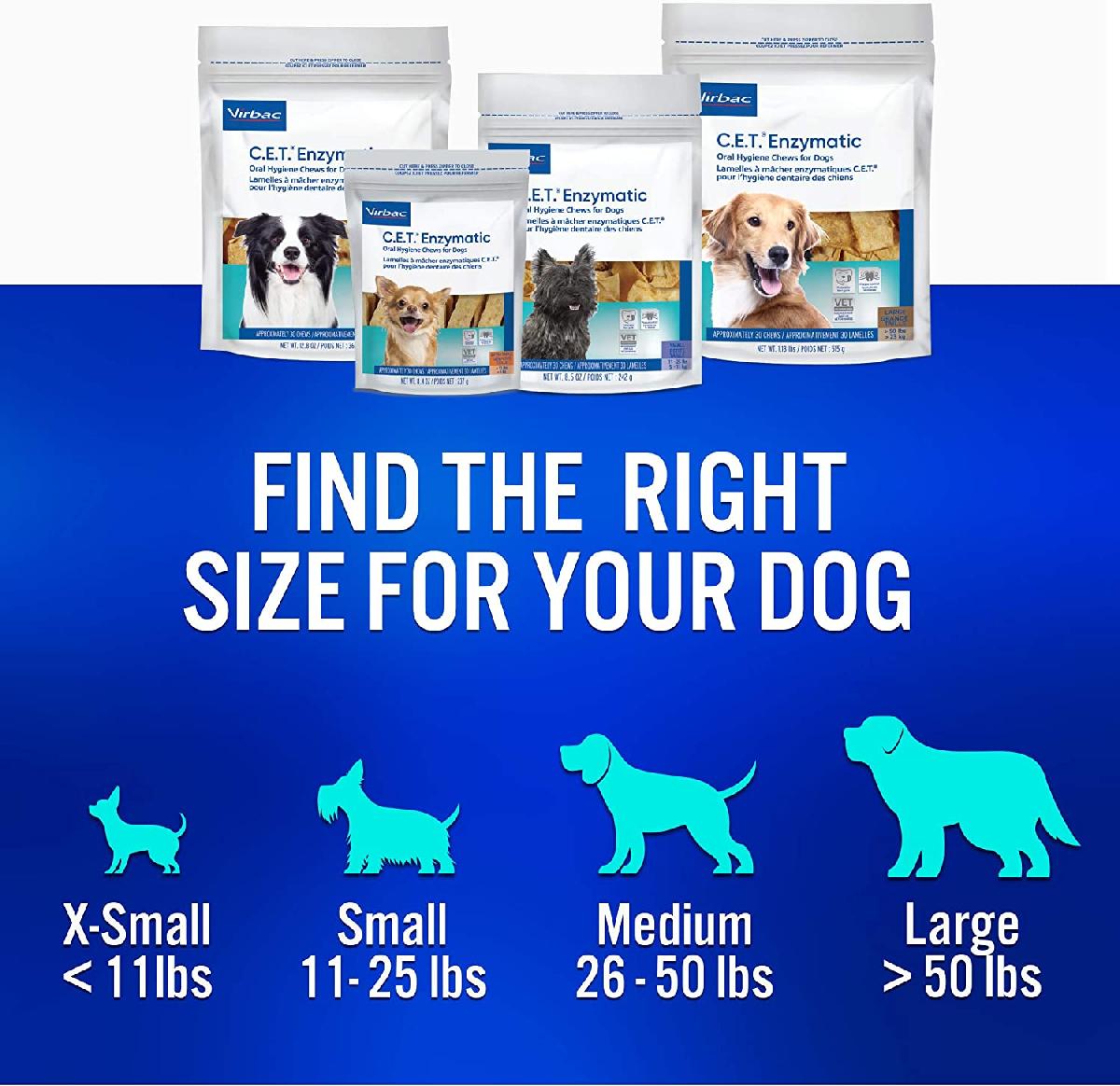 C.E.T. Enzymatic Oral Hygiene Chews for Dogs, 11 25 pounds, 30 count