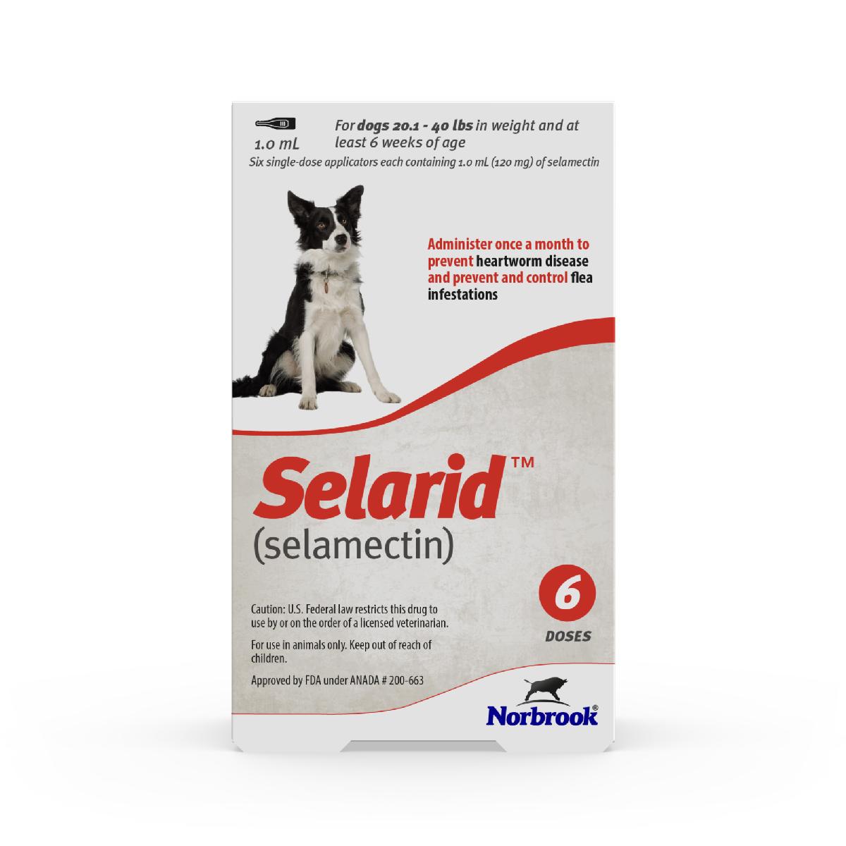Selarid (selamectin) Topical Parasiticide for Dogs 20.1 40 lbs, 6 count