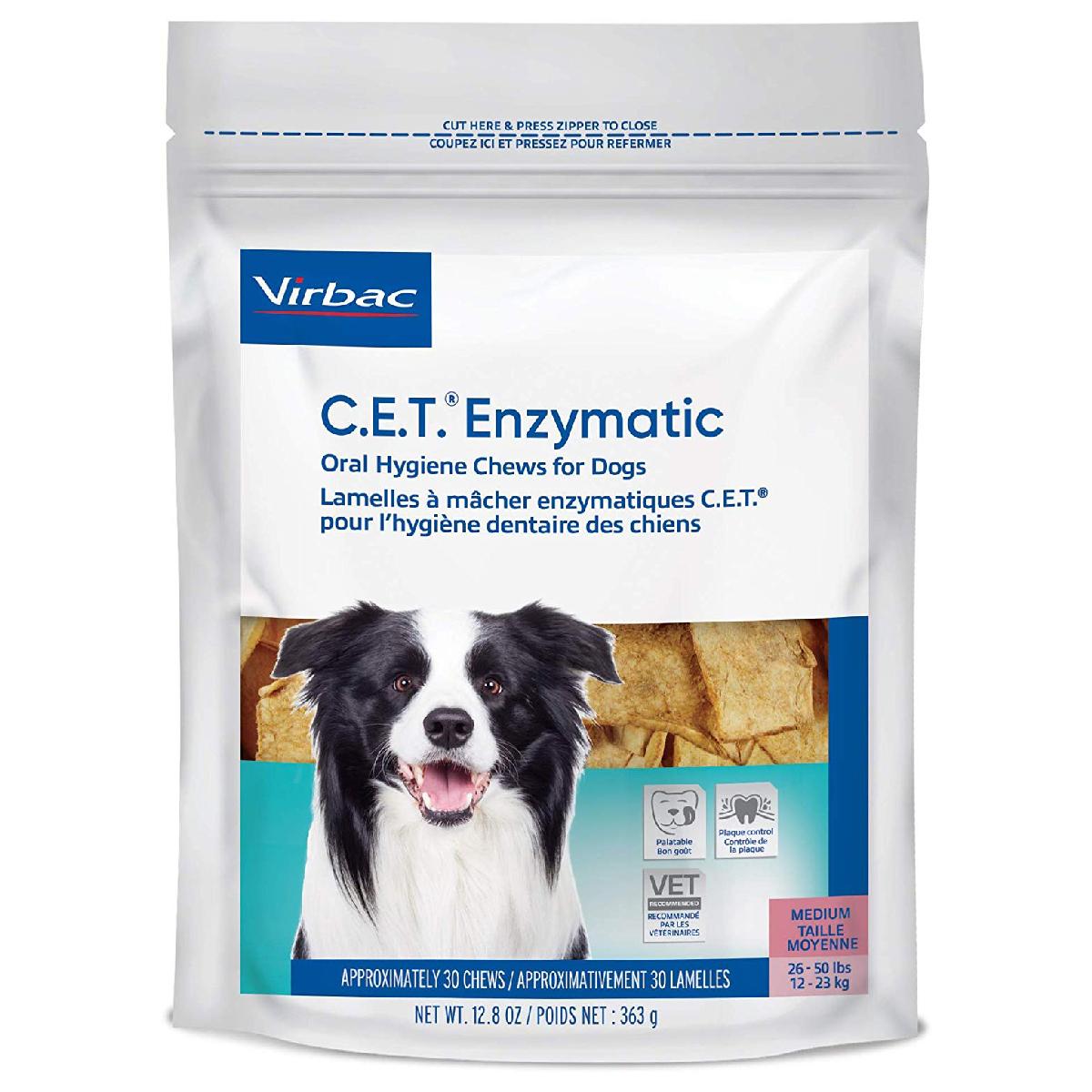 C.E.T. Enzymatic Oral Hygiene Chews for Dogs, 26 50 pounds, 30 count