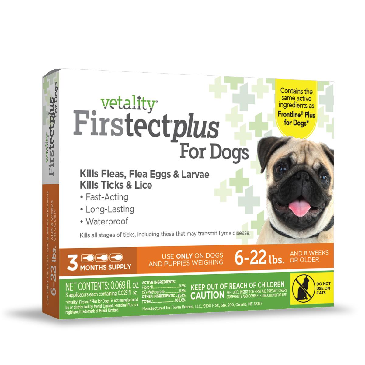 Vetality Firstect Plus for Dogs, 6 22 Pounds, 3 Doses