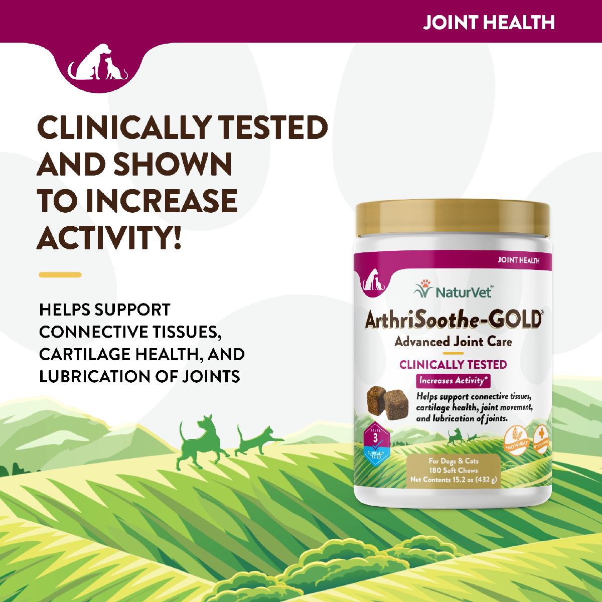 NaturVet ArthriSoothe GOLD Advanced Care Soft Chews for Dogs and Cats, 180 count