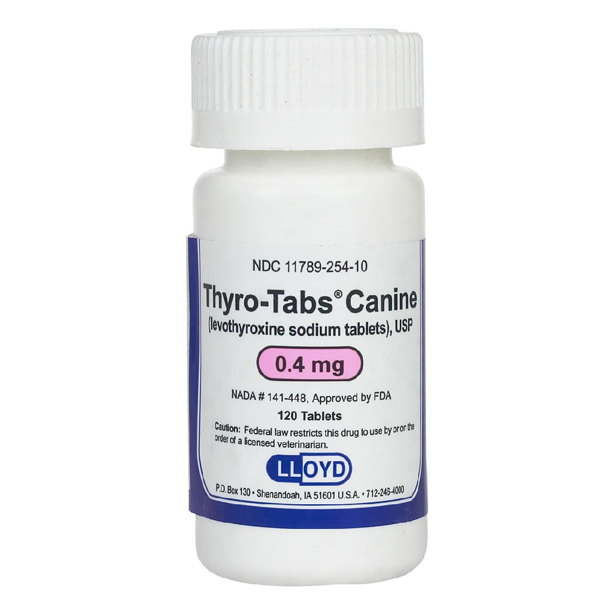 Thyro Tabs Canine (levothyroxine sodium tablets), USP, 0.4 mg, 120 count