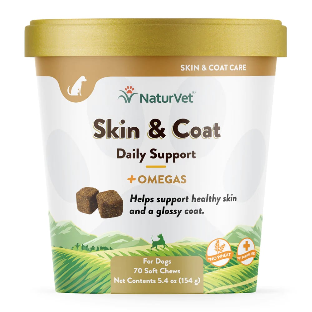 NaturVet Skin and Coat Soft Chews Plus Breath Aid for Dogs, 70 count