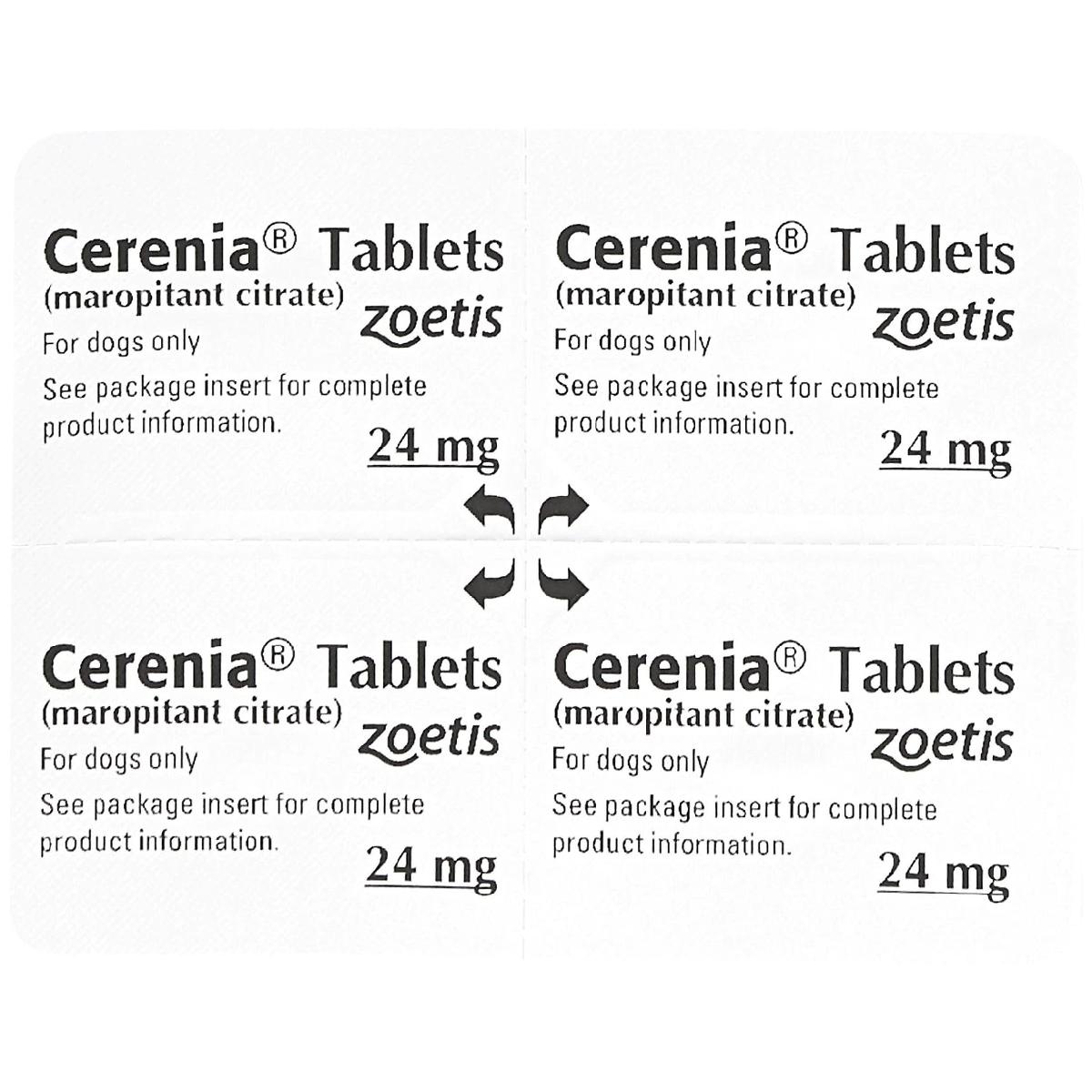 Cerenia (Maropitant Citrate) Tablets for Dogs, 24mg, 4 ct