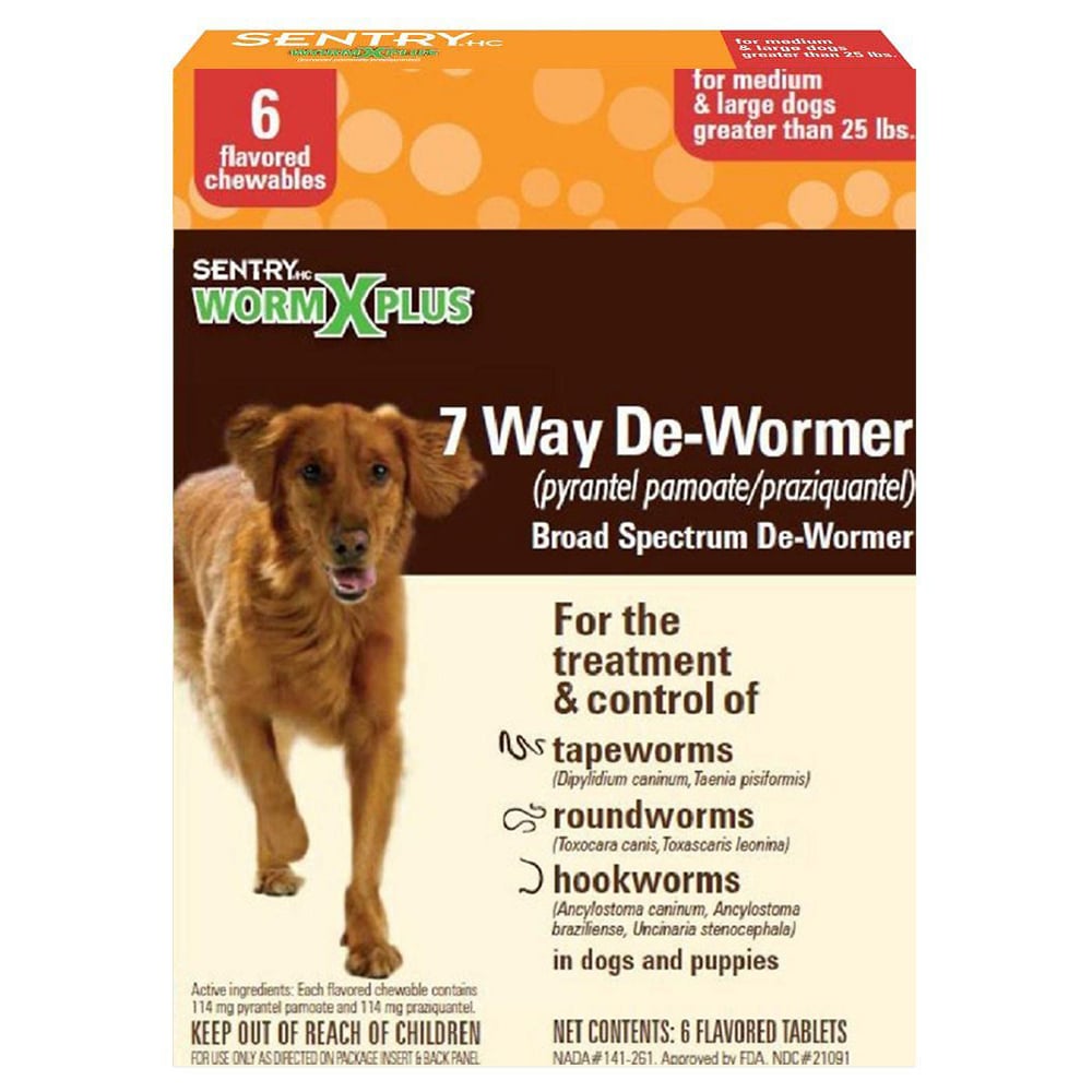 Sentry HC Worm X Plus 7 Way De Wormer for Medium & Large Dogs 6 count