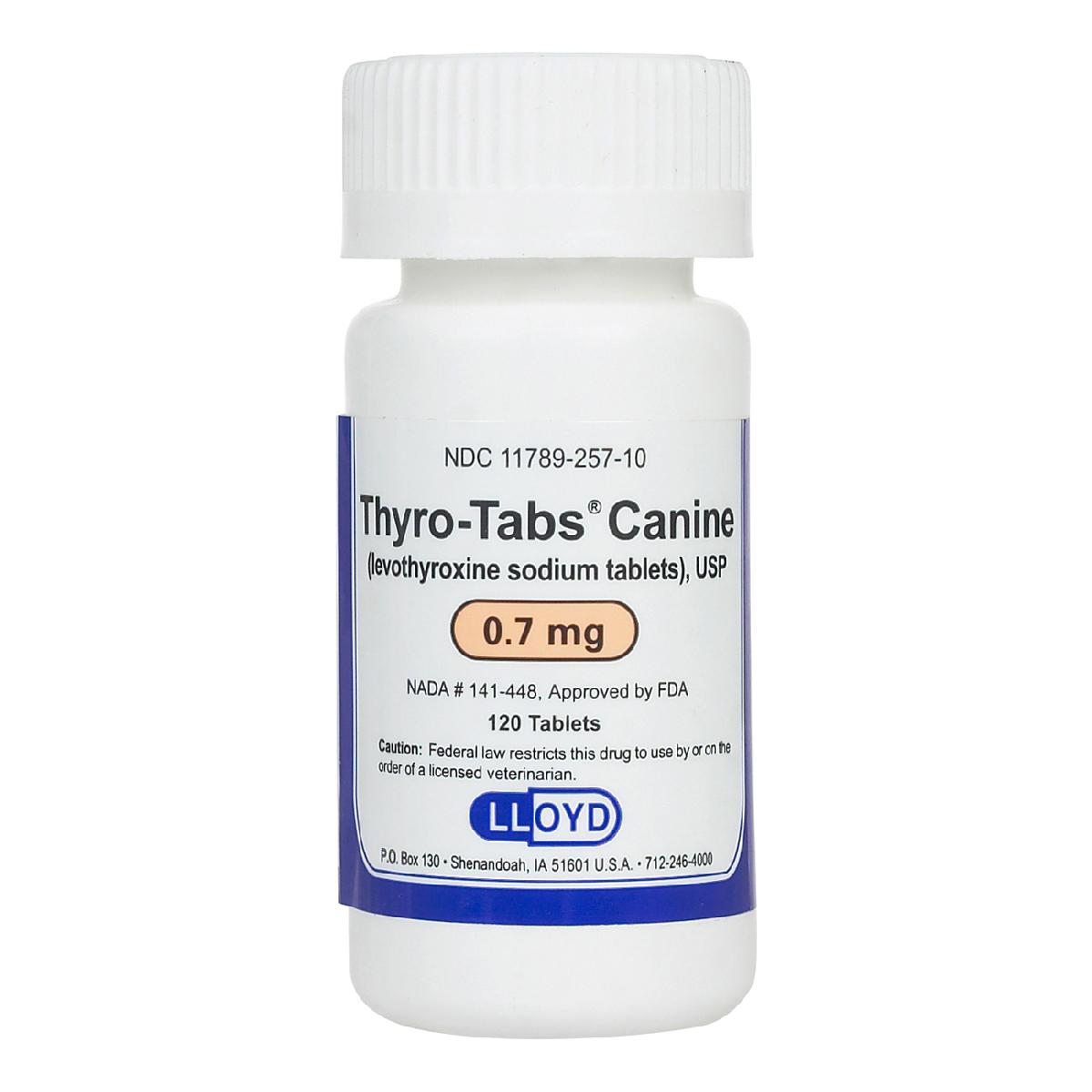 Thyro Tabs Canine (levothyroxine sodium tablets), USP, 0.7 mg, 120 count