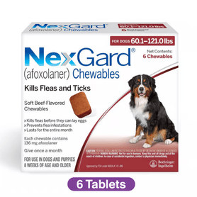 NexGard for Dogs 60.1-121 lbs, 6 Chewables