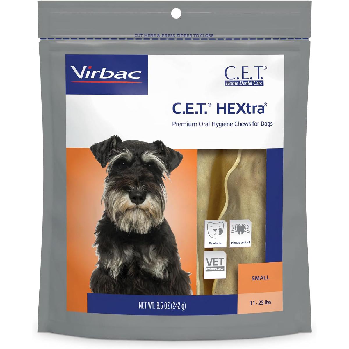 C.E.T. HEXtra Premium Oral Hygiene Chews for Small Dogs, 11 25 pounds, 30 count