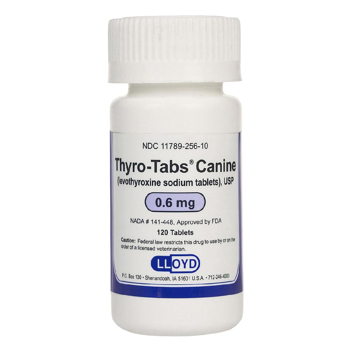 Thyro Tabs Canine (levothyroxine sodium tablets), USP, 0.6 mg, 120 count