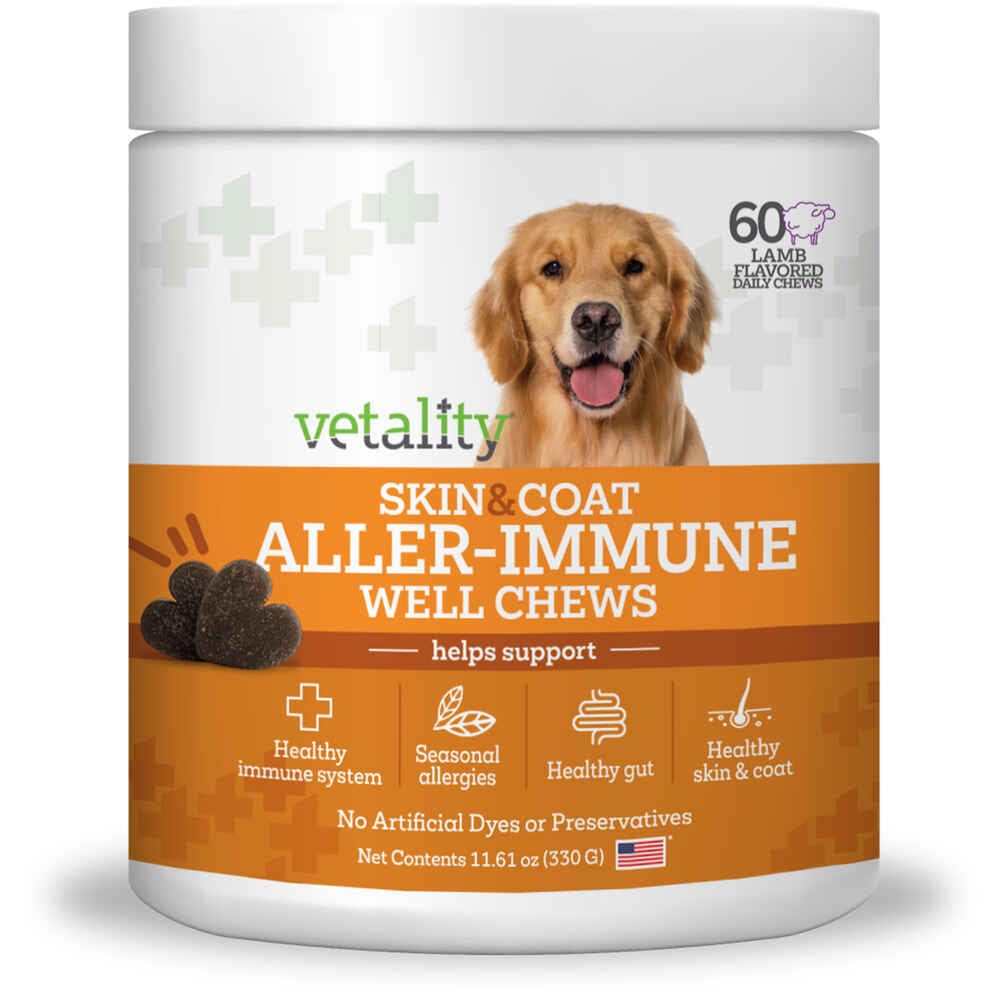 Vetality Skin & Coat Aller Immune Well Chews for Dogs, 60ct