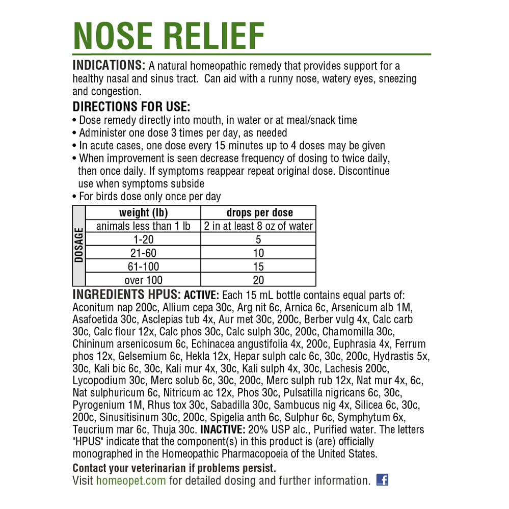 HomeoPet Nose Relief, 15 ml