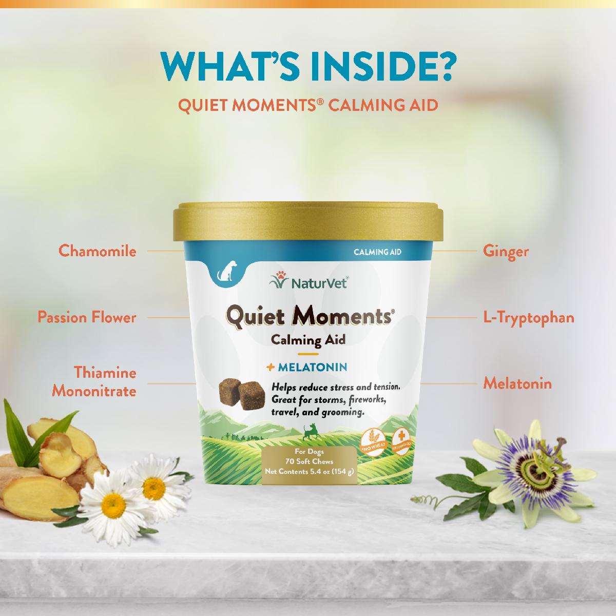 NaturVet Quiet Moments Dog Soft Chews Plus Melatonin, 70 count