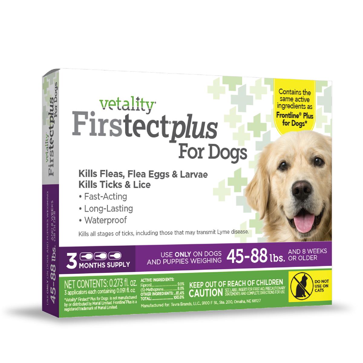 Vetality Firstect Plus for Dogs, 45 88 Pounds, 3 Doses