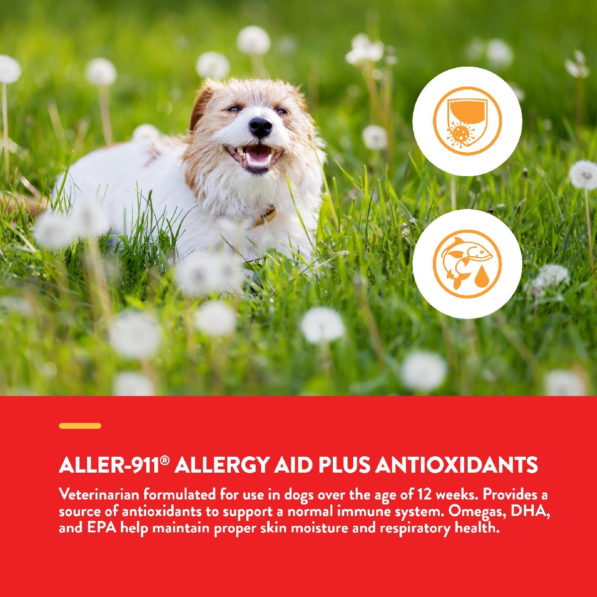 NaturVet Aller 911 Allergy Aid Plus Antioxidants Soft Chews for Dogs and Cats, 70 count