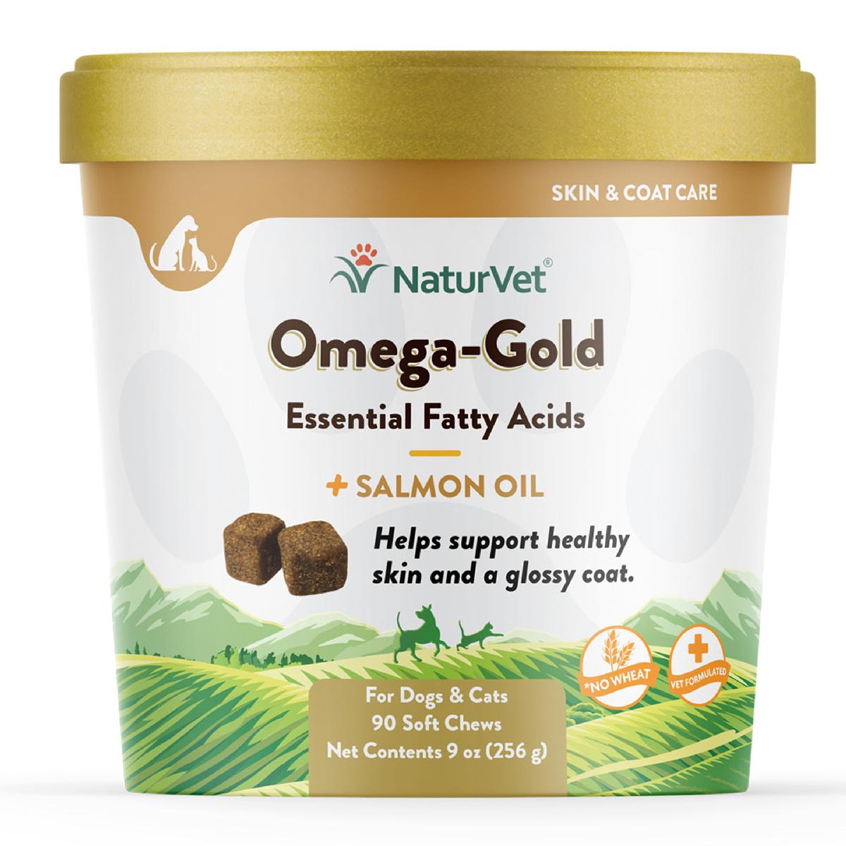 NaturVet Omega Gold Plus Salmon Oil Soft Chews for Dogs and Cats 90 ct