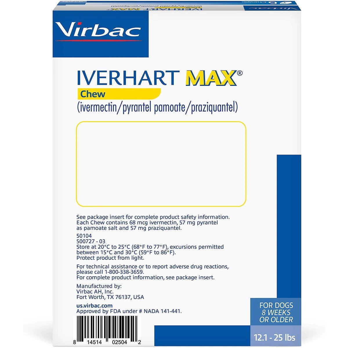 Iverhart Max Chews (ivermectin/pyrantel pamoate/praziquantel) Small ...