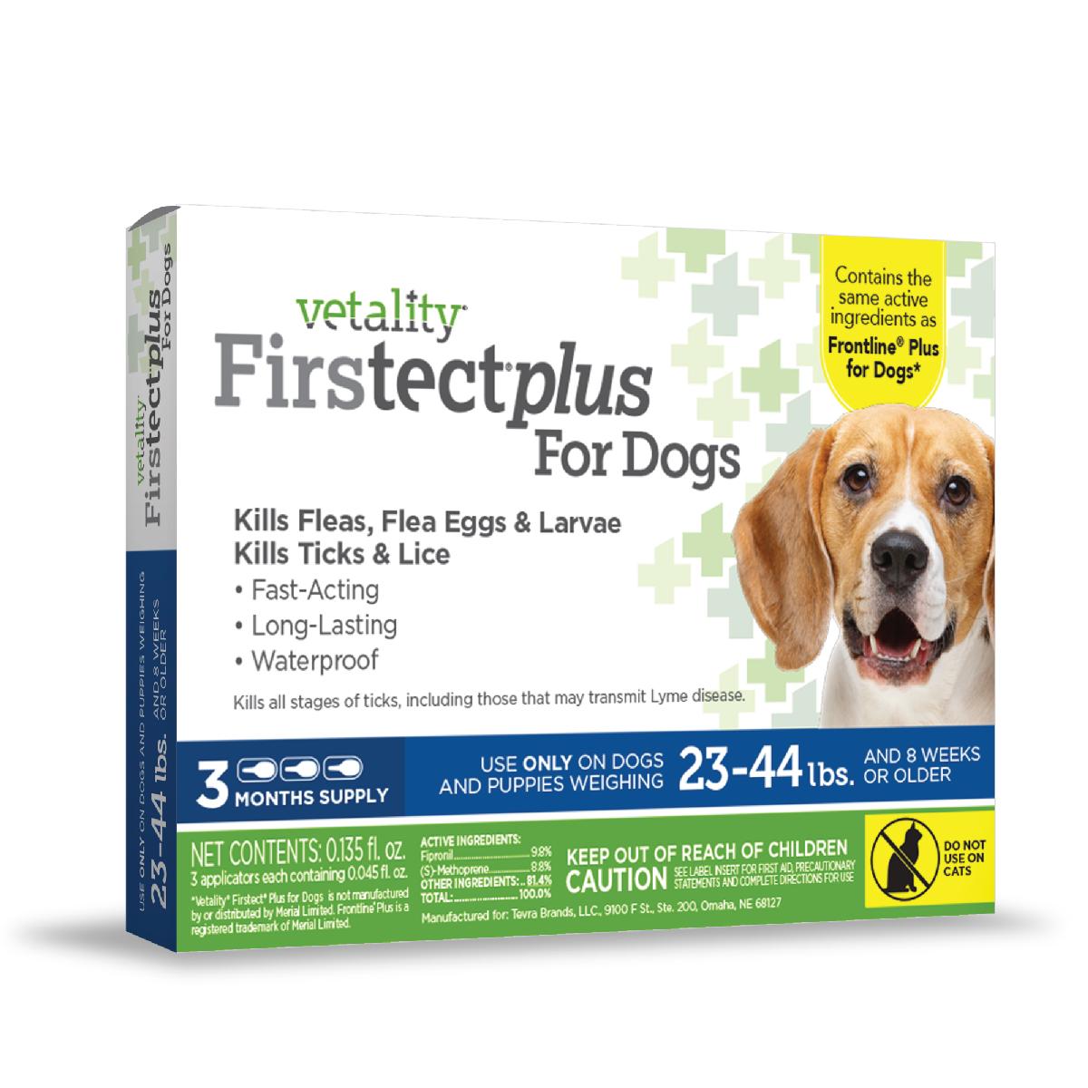 Vetality Firstect Plus for Dogs, 23 44 Pounds, 3 Doses. Click to expand image