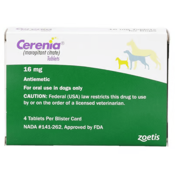 Cerenia (Maropitant Citrate) Tablets for Dogs, 16mg, 4 ct
