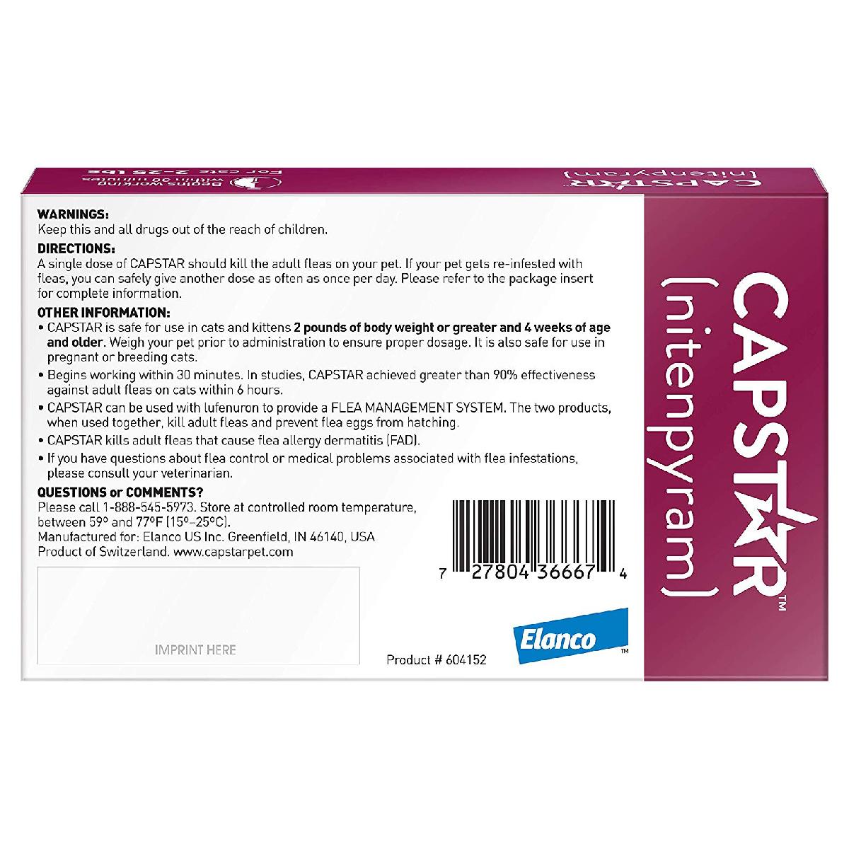 Capstar for Cats, 2 25 lbs, 6 tablets
