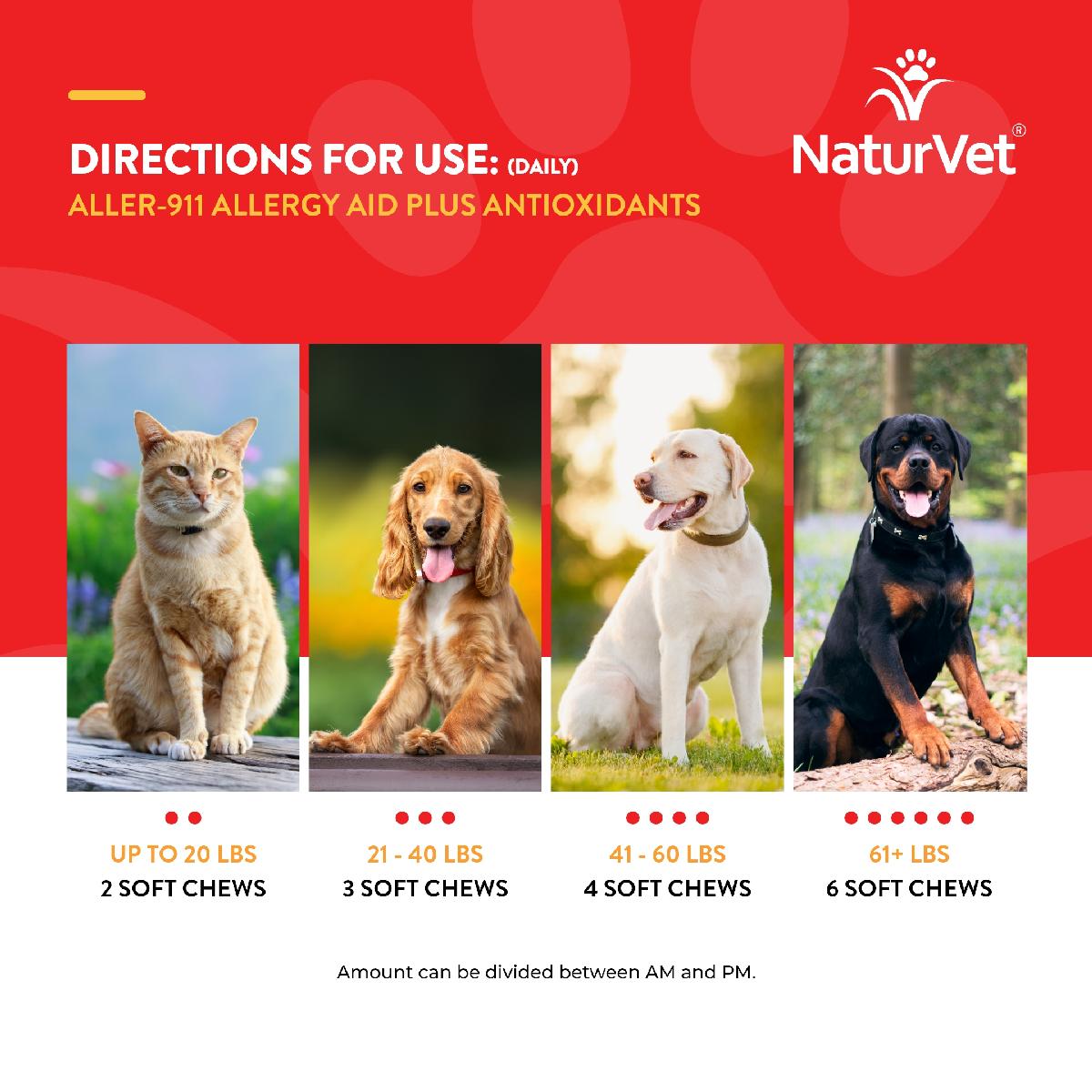 NaturVet Aller 911 Skin & Coat Soft Chews Plus Antioxidants for Dogs and Cats, 90 count