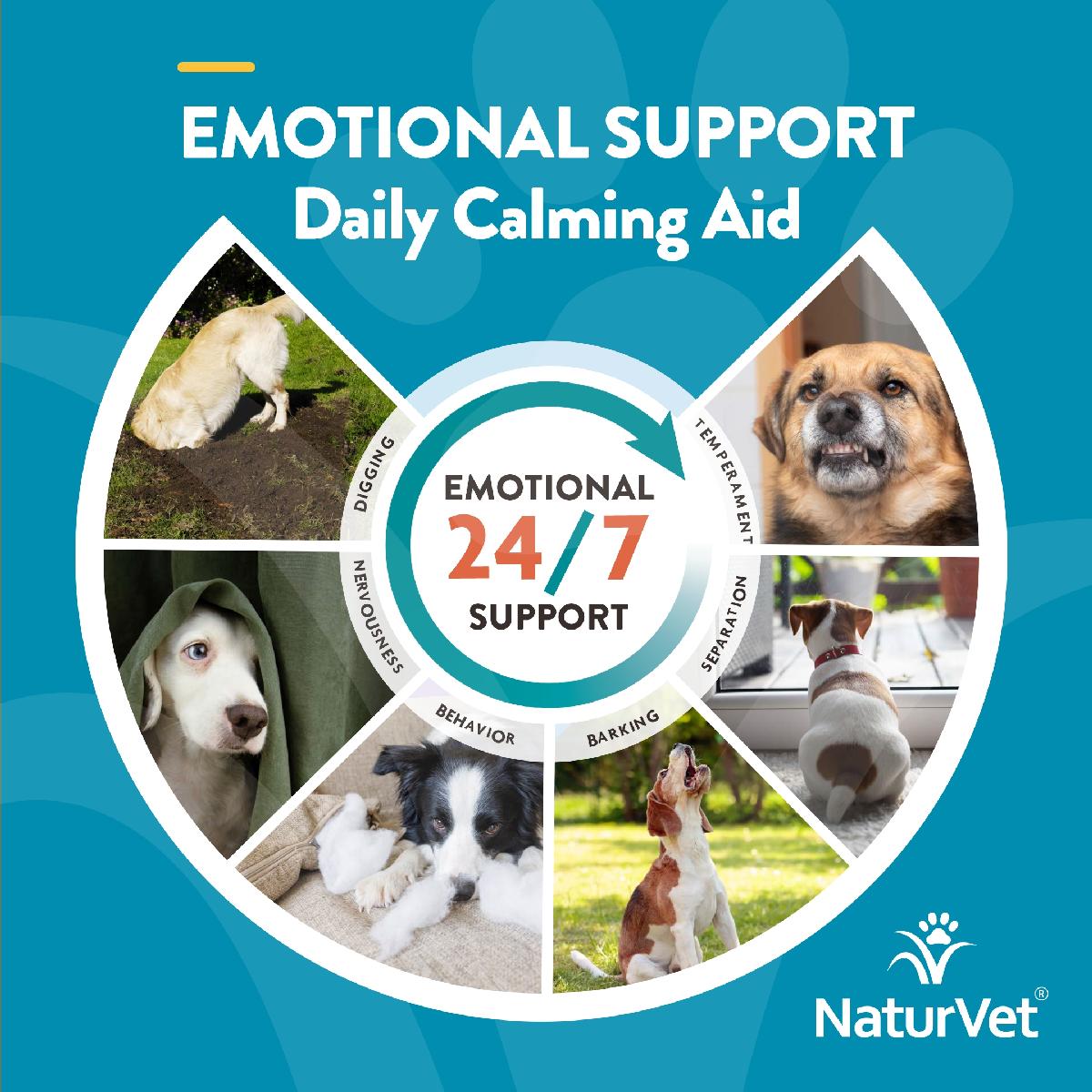 NaturVet Emotional Support Daily Calming Aid Dog Supplement, 120ct