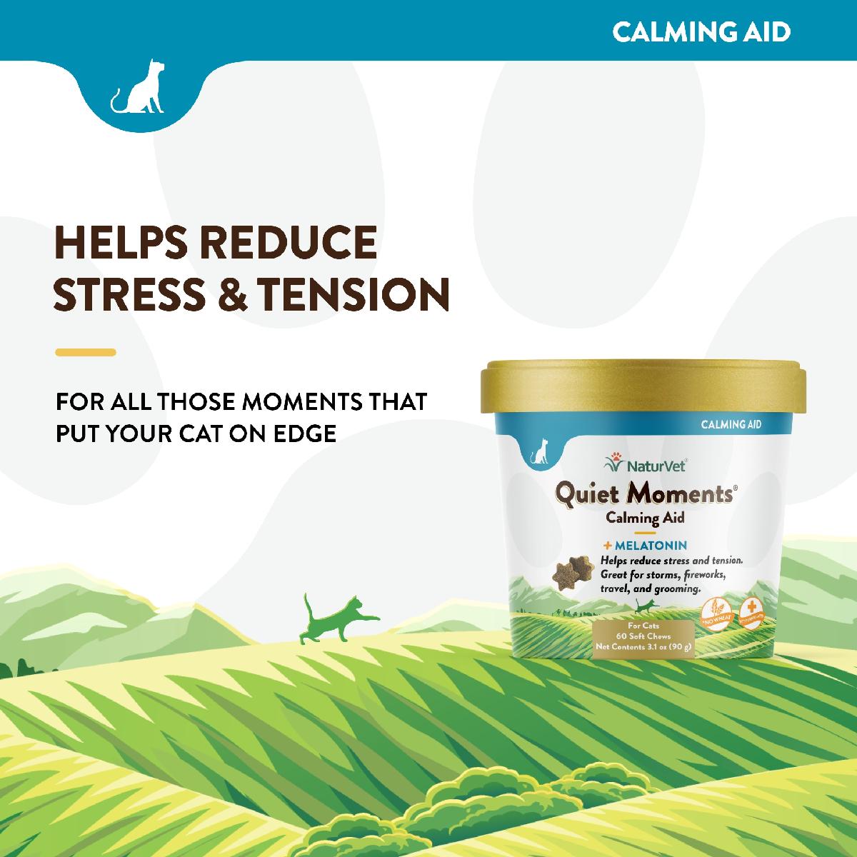 NaturVet Quiet Moments Cat Soft Chews Plus Melatonin, 60 count