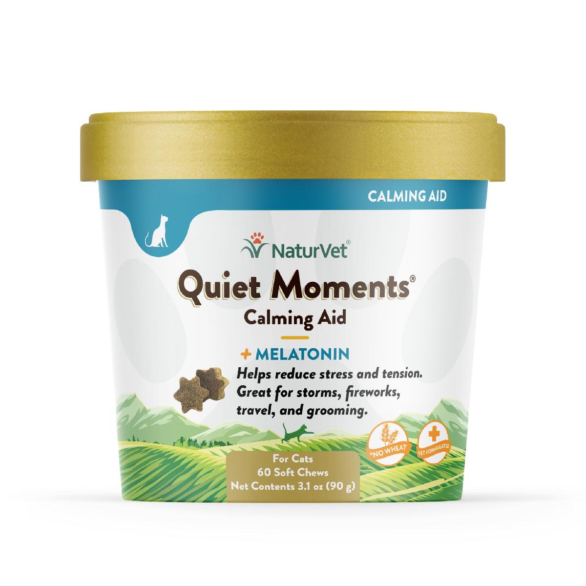NaturVet Quiet Moments Cat Soft Chews Plus Melatonin, 60 count