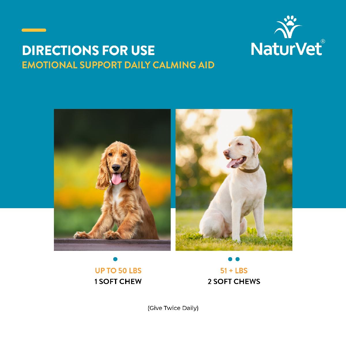 NaturVet Emotional Support Daily Calming Aid Dog Supplement, 120ct